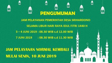 PELAYANAN SELAMA LIBURAN HARI RARA IDUL FITRI 1440 H